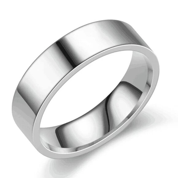3/$35 Men's 6mm Silver Band Ring Stainless Steel Wide Fashion Wedding Jewelry - Picture 1 of 4